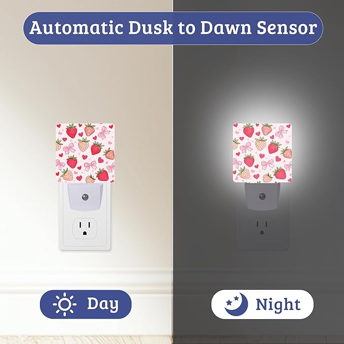Groovy StrawberryNight Light,Nightlight Lamp with Dusk to Dawn Sensor for Home Indoor Stairway Kitchen Corridor, Decorative Night Lights Plug Into Wall for Boys Girls Women Men Room Gifts