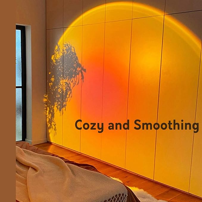 Eternal Sunset Projection Lamp - Gorgeous Sunset Light for Photo Taking, Romantic Display in Party Bedroom Living Room, Sunset Projector, Unique Ceiling Glow, 180° Rotatable, USB Charging (Sunset Red)