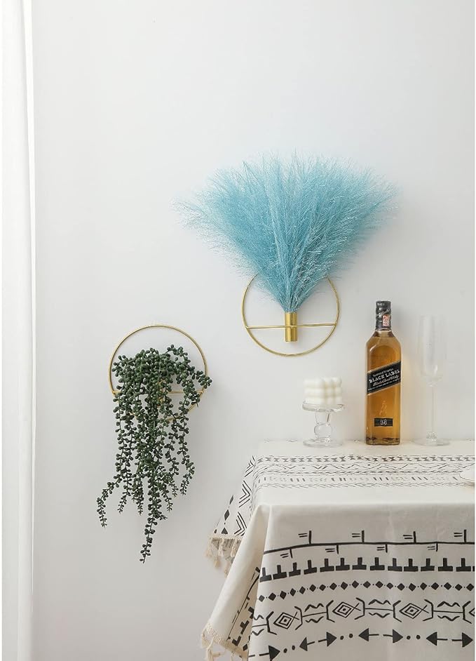 Pretty Jolly Boho Wall Decor, Wall-Mounted Metal Wall Decor, Hanging Artificial Pampas Display, Wall Art Living Room, Bedroom, Bathroom, Dining room, Plant Wall Decor 2 Pack Gold