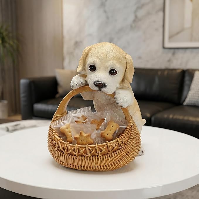 Dog Resin Storage Basket, Desktop Organizer for Remote & Keys, Cute Home Decor Tray, Ideal present for Pet Lovers.(Labrador Puppy)