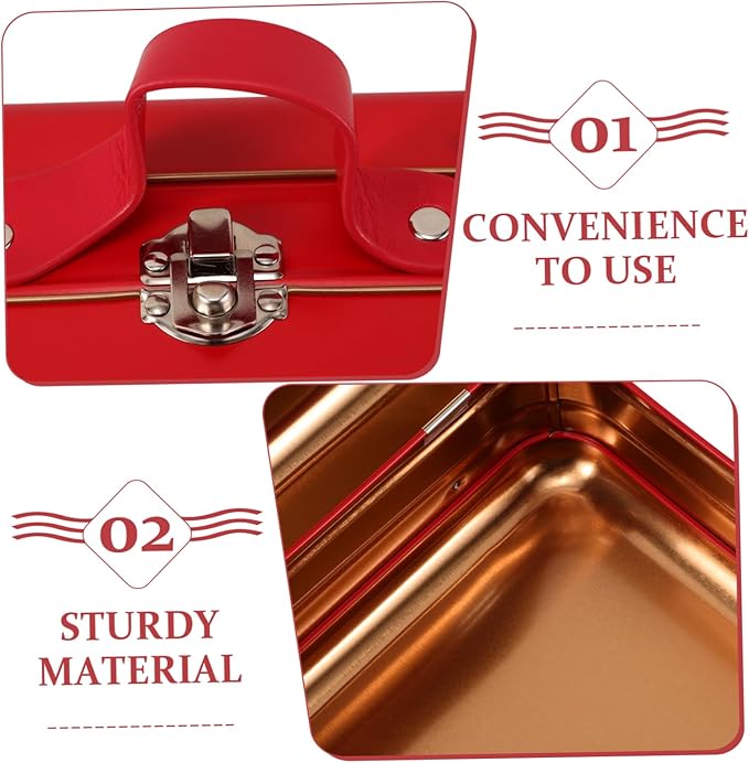 Mobestech Mini Suitcase Storage Box Red Handbag-style for Boys and Girls Toys Makeup and Jewelry Compact and Portable Organizer for Travel and Outdoor Use