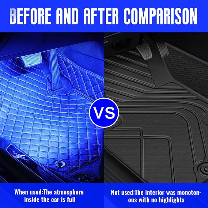 4 PCS Car LED Lights Interior Wireless, Super Bright 7 Colors Auto Interior Ambient Light with 6 Bright LED Lamp Beads, Portable USB Rechargeable Car Led Night Light for Vehicle Decor