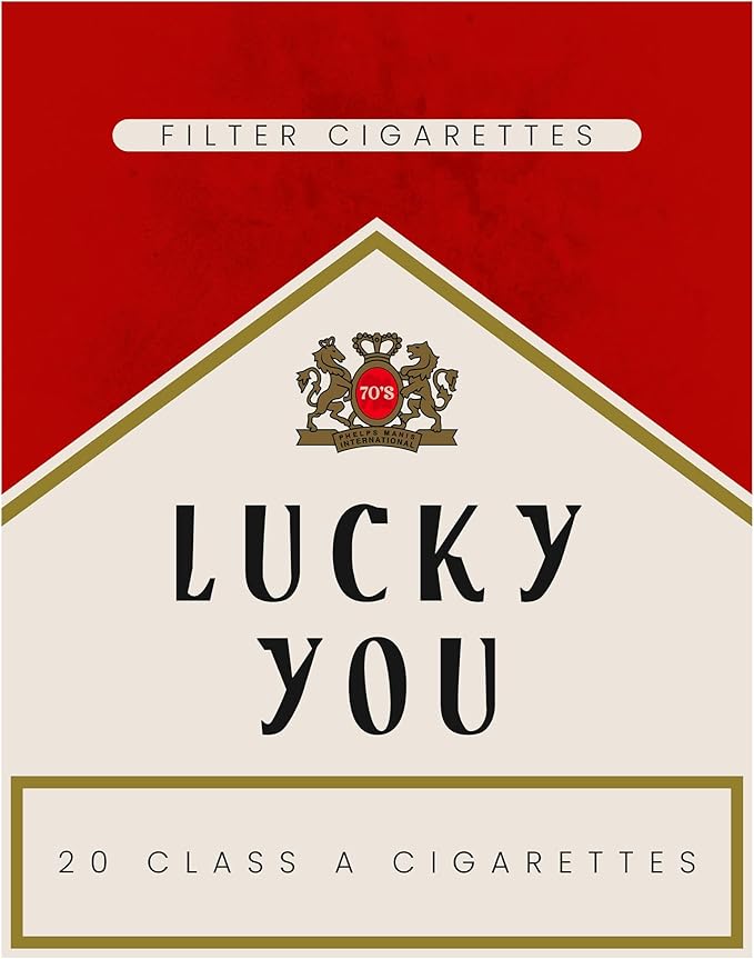 Lucky You Retro Wall Art 11x14 - Vintage Cigarette Design Pop Art Poster - Minimalist 70s Aesthetic Room Decor - Red Gallery Wall Picture - Maximalist Eclectic Home Decor - Living Room Bedroom Dorm