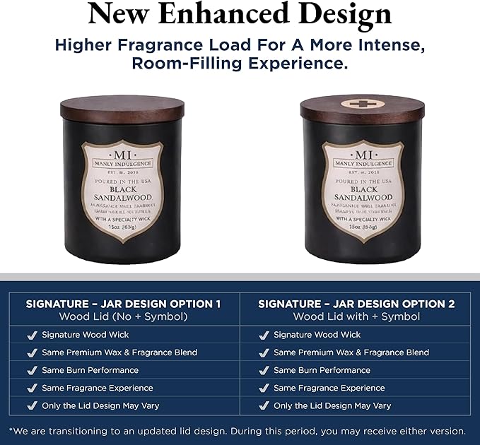 Manly Indulgence Sea Salt & Ginger Scented Candles for Men, 15 oz Wooden Wick, Premium Soy Blend Wax, 60H Burn, Candles for Home Scented - Made in The USA