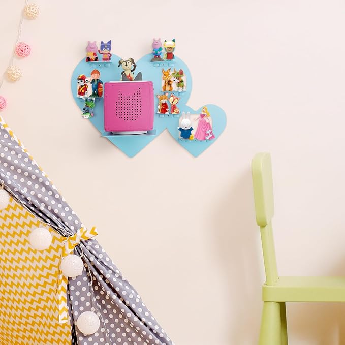 Metal Bracket for Toniebox,Floating Shelf for Tonies Figures 15-20pcs Storage,Wall Mounted Brackets for Toniebox Player,Children's Room Decorations and Gifts (Blue)