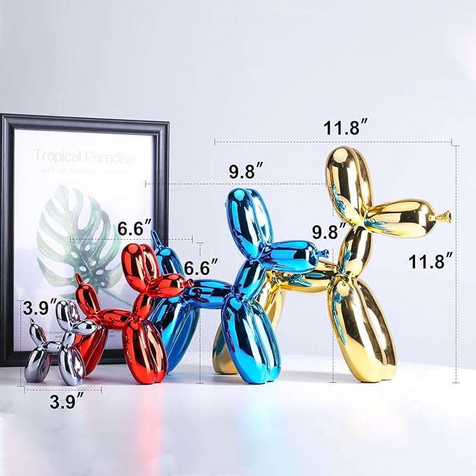 Silver Balloon Dog Decor - Animal, Shelf, Preppy Room, Cute Statue, Modern Sculpture, Gold Decorations, Small Figurines