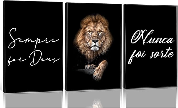 3Pcs Lion Inspirational Quotes Wall Art Modern Motivational Black And White Lion Poster Print Entrepreneur Hustle Hard Work Quotes Pictures Wall Decor for Office Bedroom Living room Unframed