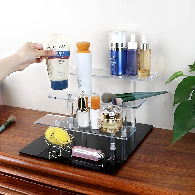 ELEGANTLIFE Acrylic Display Riser Stand – 4 Tier Clear Shelf for Funko POP, Amiibo, Figures, Collectibles, Cupcakes, Perfume, Skincare Organizer
