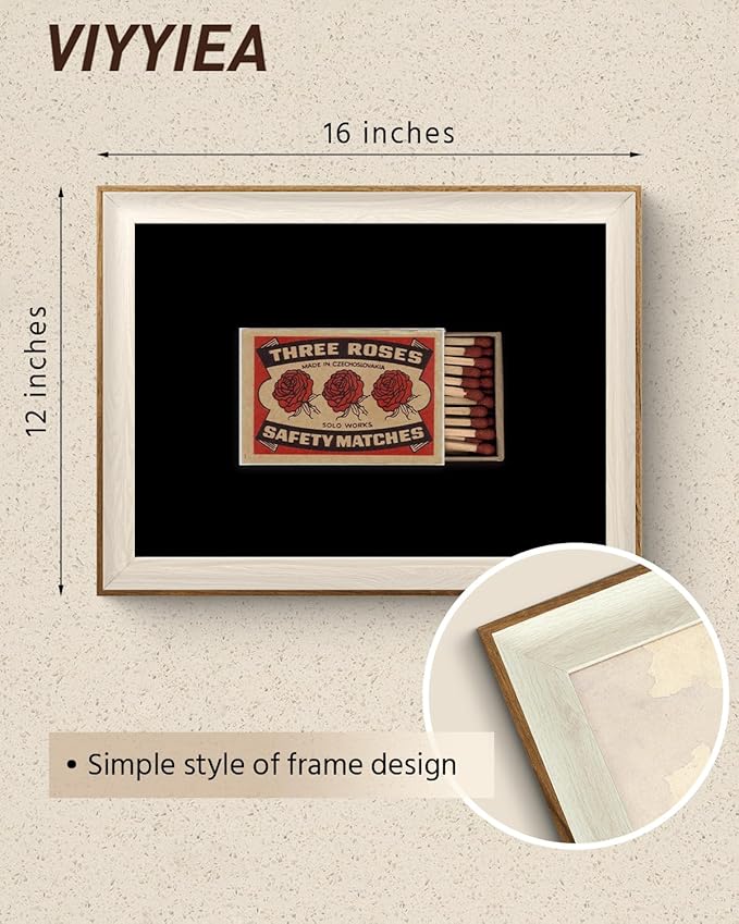 VIYYIEA Vintage Framed Wall Art for Living Room, Matchbox II Canvas Prints, Print Painting Home Decor, Stuff Picture, Bathroom Wall Decor Gifts for Friends or Family - 16L x 12W