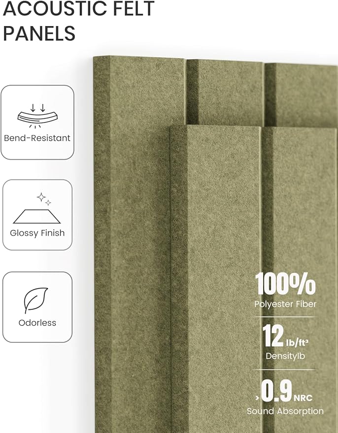 Fluxynara Large Felt Bulletin Board 48" x 36" Cork Board Alternative-12 Pack with 70 Safe Removable Adhesive Tabs, Cork Boards for Walls Cork Board for Home Office Classroom Pin Board (Olive Green)