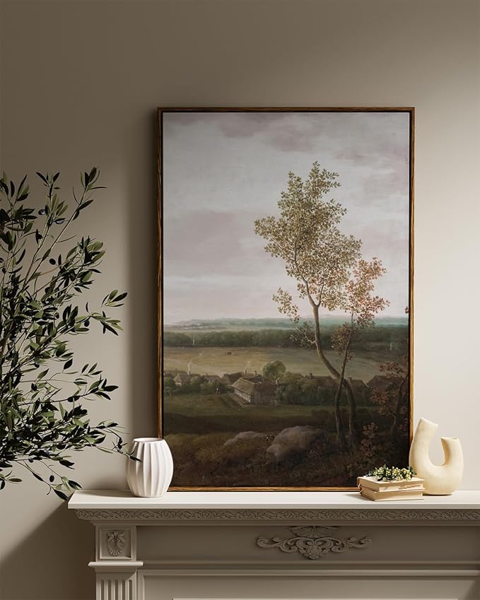 InSimSea Framed Canvas Prints Art Vintage Decor, Rural Scenery Landscape Paintings, Large Countryside Farmhouse Hanging Wall Decorations for Living Room Dining Room Bedroom, 24"x36"