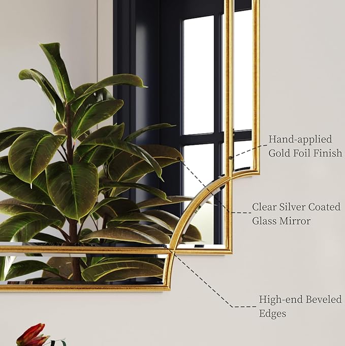 Kelly Miller 70"x30" Large Gold Beveled Full Length Mirror, Traditional Farmhouse Rectangular Wall Mirror for Bedroom, Living Room, Hallway, Entryway