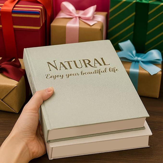 Aesthetic Decorative Books Set of 2 Linen Boxes Decorative Coffee Table Books Bookshelf Decor Fake Book Storage Box for Home Décor Accents Photo Storage Keepsake Box