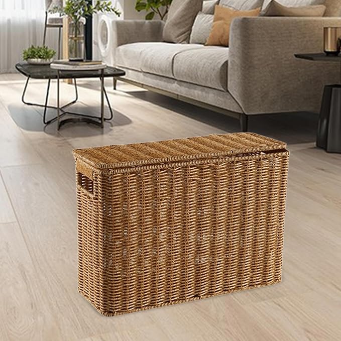 Narrow and Tall Storage Box with Handle Storage Bins Decorative Storage Bin Narrow Basket Bin for Clothing Closets Kitchen, S