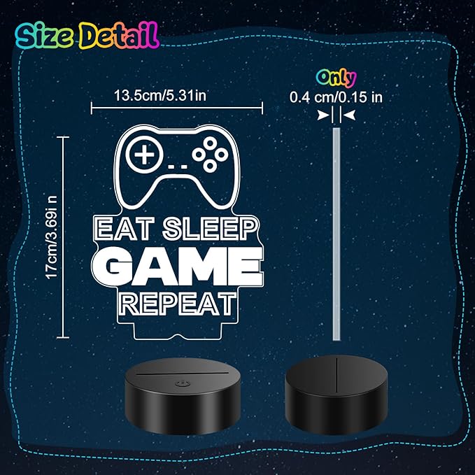 Linkax Gaming Gifts Stocking Stuffers for Teens Boys Girls, 3D Illusion Lamp Night Light Room Decor 16 Colors Change, Birthday Gifts for 6 7 8 9 10 11 12 Year Old Boy