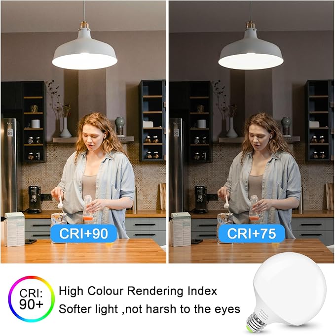 LED Light Bulb, G120 Large Globe Bulb, 15W(150W 200W Equivalent) Led Bulbs Daylight White 5000K 1800LM, CRI90+, Non-Dimmable, E26 Base, Perfect for Kitchen Living Room Office
