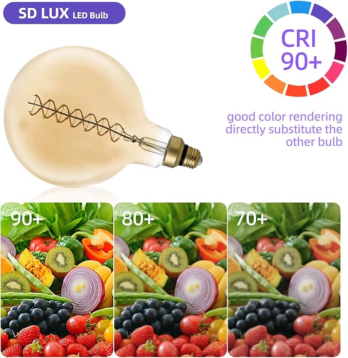 SD LUX Oversized Vintage Giant LED Light Bulb Huge Edison Bulb- Dimmable, 8W 450LM (50W Equi), G63(G200) Warm White 2200K, Medium E26 Base - Perfect for Decorative Pendant Lighting, 1 Pack(G200)