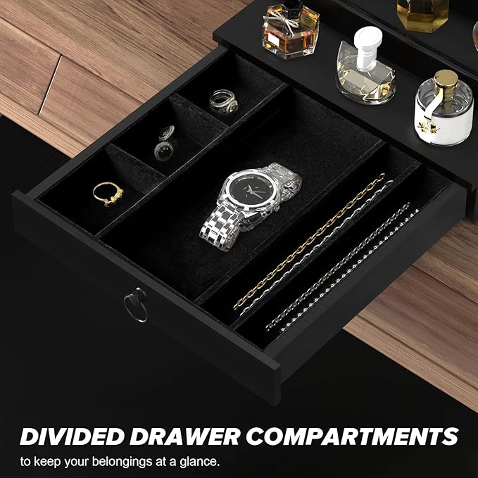 upcessory Cologne Organizer for Men, 5 Tier Black Cologne Shelf, Perfume Stand with Drawer and Hidden Compartment Perfume Display Holder - A Gift for Men