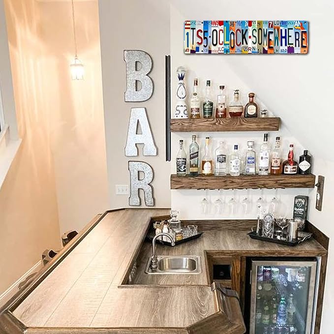 Bar Signs For Home Bar Decor Its 5 O'Clock Somewhere Funny Metal Tin Sign Outdoor Bar Accessories Vintage Surfboard Street Signs For Bedroom Wall Garage Decor It'S Five O'Clock Now Sign 4x16 Inch