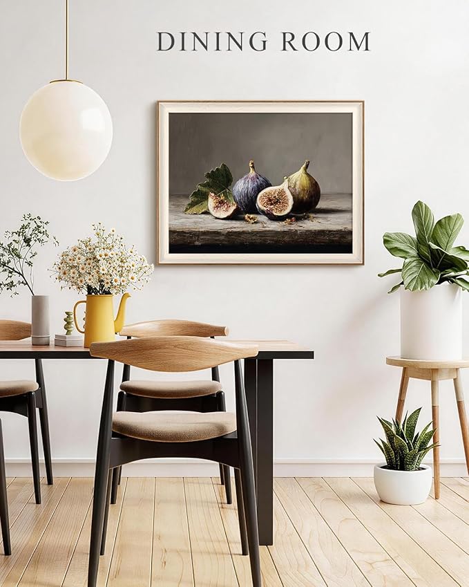 VIYYIEA Framed Wall Art for Living Room, Still Life Fig Canvas Prints, Rustic Kitchen Wall Decor, Vintage Fruit Art for Dining Room Bedroom Office, Modern Aesthetic Gift, 16x20 Inch