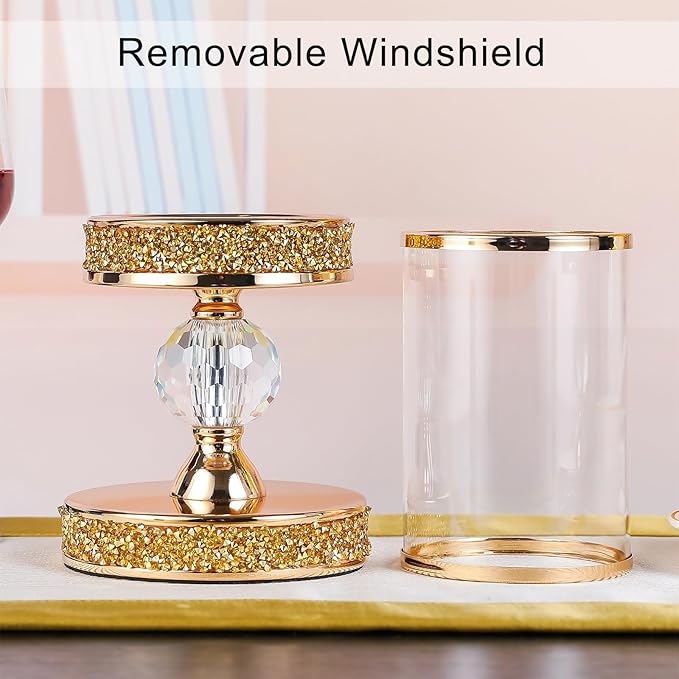 Hurricane Candle Holders for Pillar Candle, Pillar Candle Holder, Crystal Candlesticks Holder for Dining Coffee Table, Wedding,Events,Parties, Home Decor YL031SD