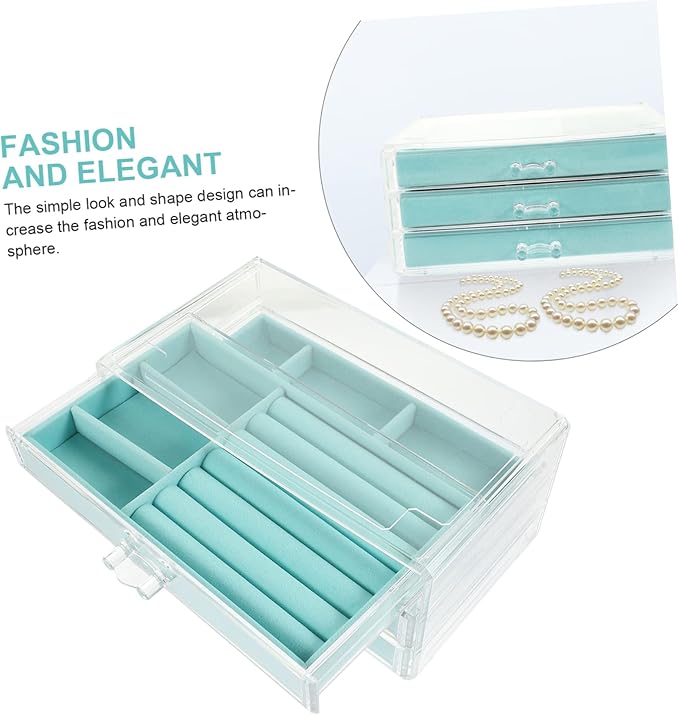 PartyKindom Multi-layer Jewelry Storage Box for Necklaces Bracelets and Earrings Compartment Organizer for Makeup and Accessories Stylish Display Case