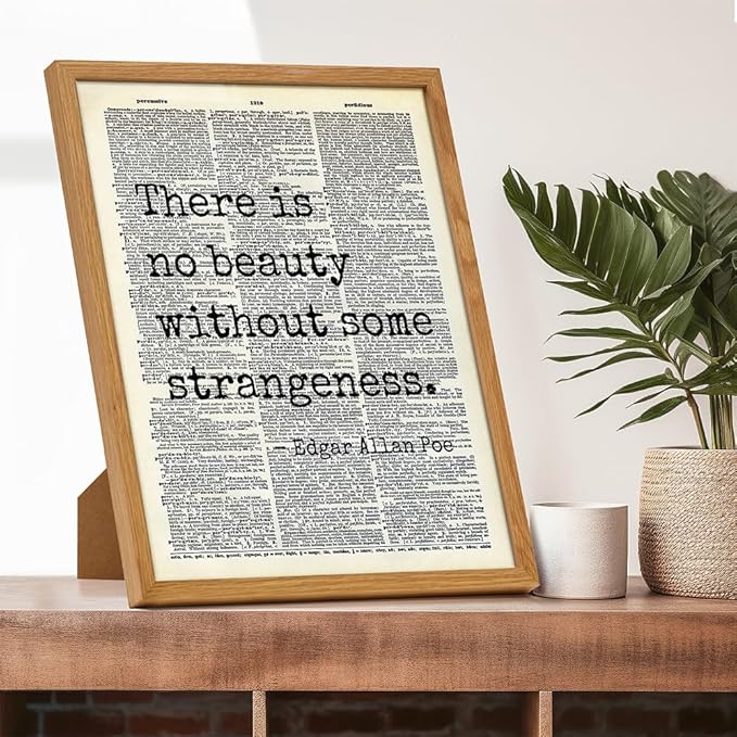 Edgar Allan Poe Gothic Art LARGE 11x14 FRAMED - Retro Goth Wall Decor for Home, Office, Living Room, Bedroom, Bathroom - Famous Quotes Typography Wall Art for Poetry Fans, Vintage Horror Fans