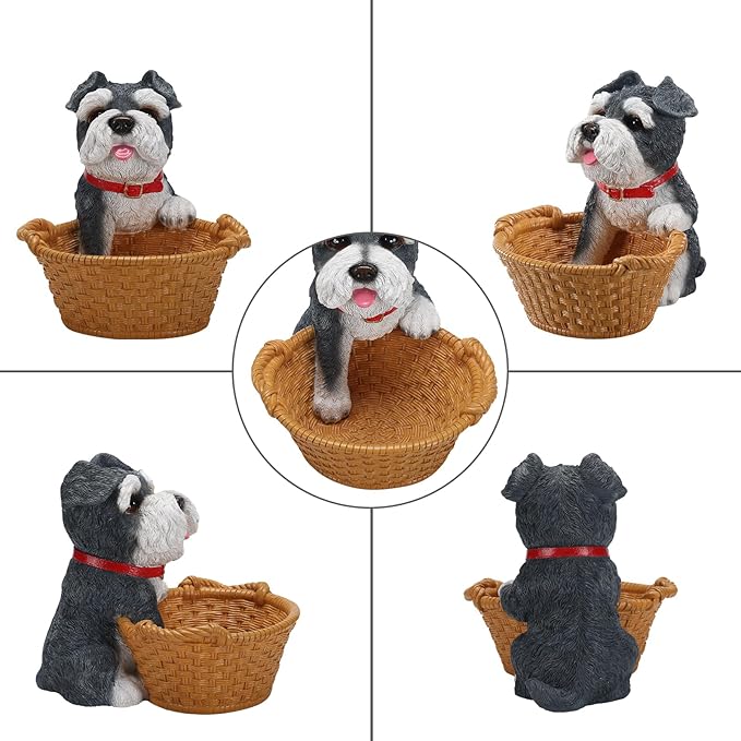 Dog Resin Storage Basket, Desktop Organizer for Remote & Keys, Cute Home Decor Tray, Ideal present for Pet Lovers.(Miniature Schnauzer)