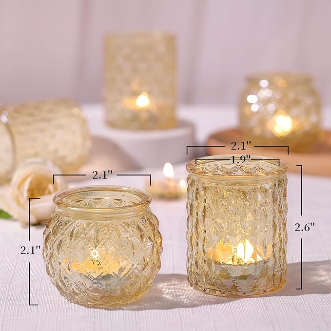 NITIME 12Pcs Assorted Gold Votive Candle Holders, Tea Light Candle Holder for Table Centerpiece, Gold Candle Holders for Wedding Centerpieces, Brithday and Holiday Decorations