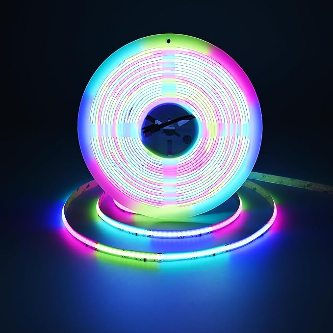 JOYLIT RGBWIC COB LED Strip Lights 32.8FT/10M 24V, RGB + 4000K Natural White WS2811 IC Color Chasing LED Light Strip, 784LEDs/M High Density Continuous SPI Addressable Indoor Tape Lights(Light Only)