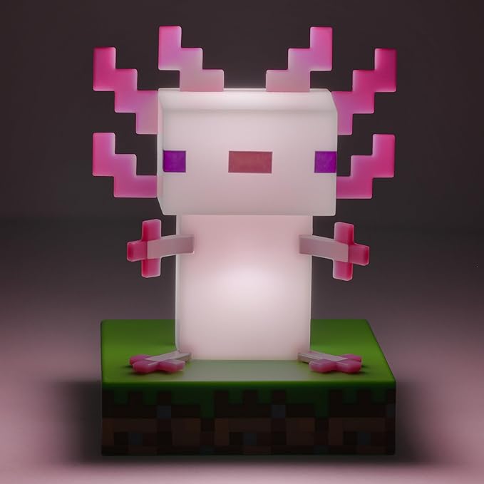 Minecraft Officially Licensed Axolotl Free Standing Desk Light, Gaming Room Decor and Merchandise for Boys and Girls, Nightlight Gift Accessory for Playroom and Bedroom | Paladone