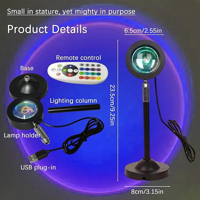 Sunset Lamp with APP & Remote Control,16 Colors Night Light 180° Rotation Rainbow 4 Modes Setting for Photography/Selfie/Party/Home/Living Room/Bedroom Decor, Gifts Women