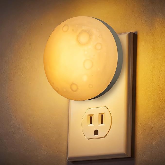 Moon Night Light Plug in Wall, Dimmable LED Lunar Lamp with 3 Color Lighting & Timer, Decorative Wall Night Light for Kids Adults Bedroom Bathroom Hallway Home Decor