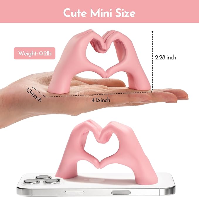 Gold Decor Living Room – Mini Small Heart Hands Sculpture – Shelf Decor Aesthetic – Cute Home Accent Table & Shelves – Love Statue - Gifts Girlfriend, Wife, Women, Teen Girls, Valentine (Pink, Mini)