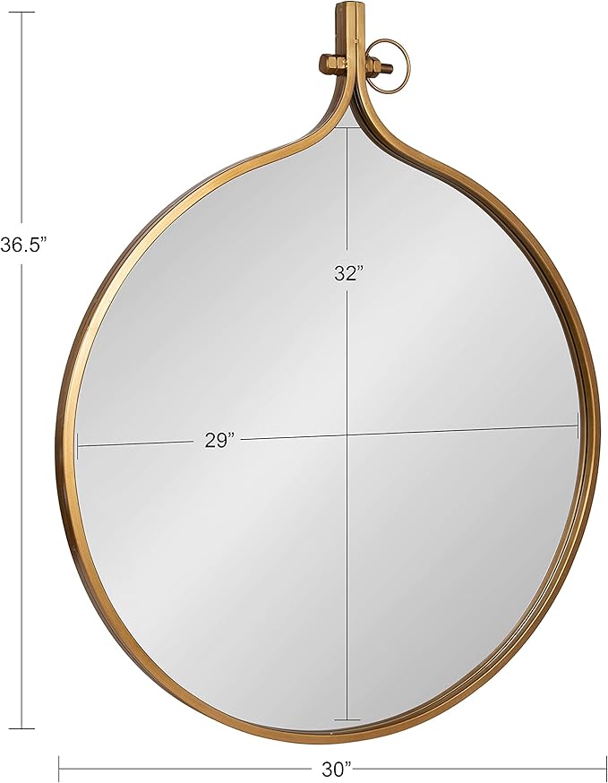 Kate and Laurel Yitro Round Wall Mirror; 30 x 37; Gold; Decorative Versatile Modern Wall Decor