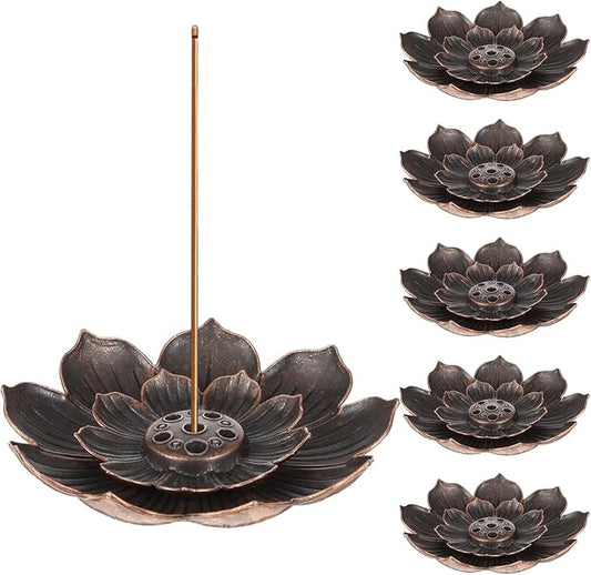 6 Pcs Incense Holder for Sticks, Lotus Insense Burner Holders with 6 Holes, Copper Lotus Incense Stick Holders for Home Fragrance Meditation Yoga Sauna SPA