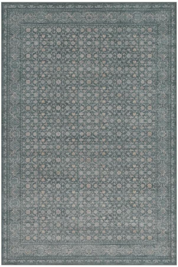 10x14 Washable Area Rug for Living Room, Extra Large Vintage Boho Rugs for Dining Room, Kids Room, Farmhouse, Durable Low Pile Non Slip Carpet for High Traffic Areas, Blue