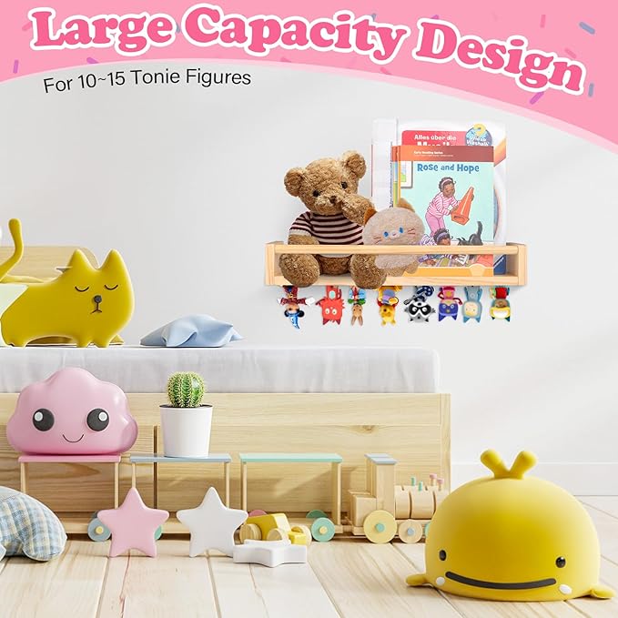 Book Floating Shelf for Toniebox Organizer Storage Floating Shelves, Floating Book Shelves for Wall Compatible with Tonies Characters, Books, Toys and Decor Storage for Children Room