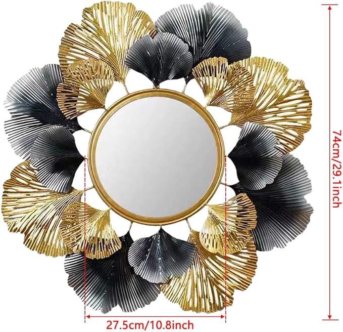 Decorative Round Mirror - Modern Hanging Mirror, 29" Metal Frame - Wall Decor for Living Room, Bedroom, Bathroom
