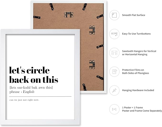 Poster Master Typography Poster - Retro Dictionary Print - Let's Circle Back on This Definition, Book Page, Funny - Gift for Colleague, Friend - Wall Decor for Home, Office, 16x20 White Framed