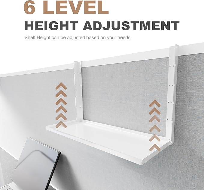 Office Cubicle Shelf - 13.8'' x 5.9'' Storage Organizer Floating Corner Rack Hanging Shelf Height Adjustable Home Office Essentials for Planter Statue Decor Photo Frame