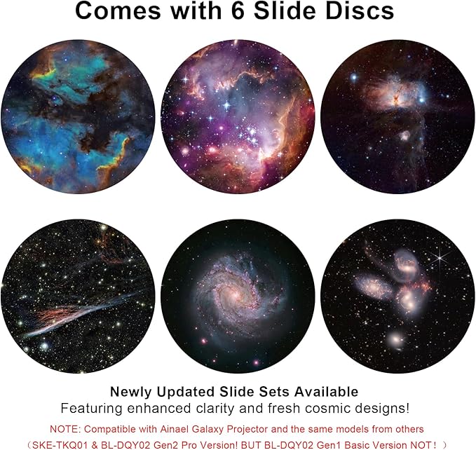 Galaxy Projector Disc – Ultra HD Projector Slide, Compatible Galaxy Projectors and Model SKE-TKQ01 & BL-DQY02 Projectors – 6 Disc Set