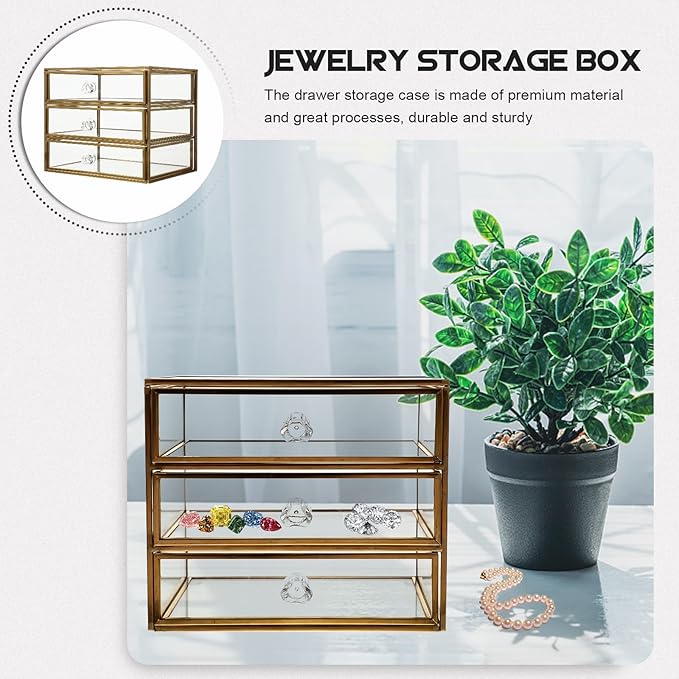 PRETYZOOM Multi Drawer Tabletop Storage Case Elegant Jewelry Organizer Transparent for Cosmetics Rings Earrings Bracelets Space-saving Design for Home Office Use