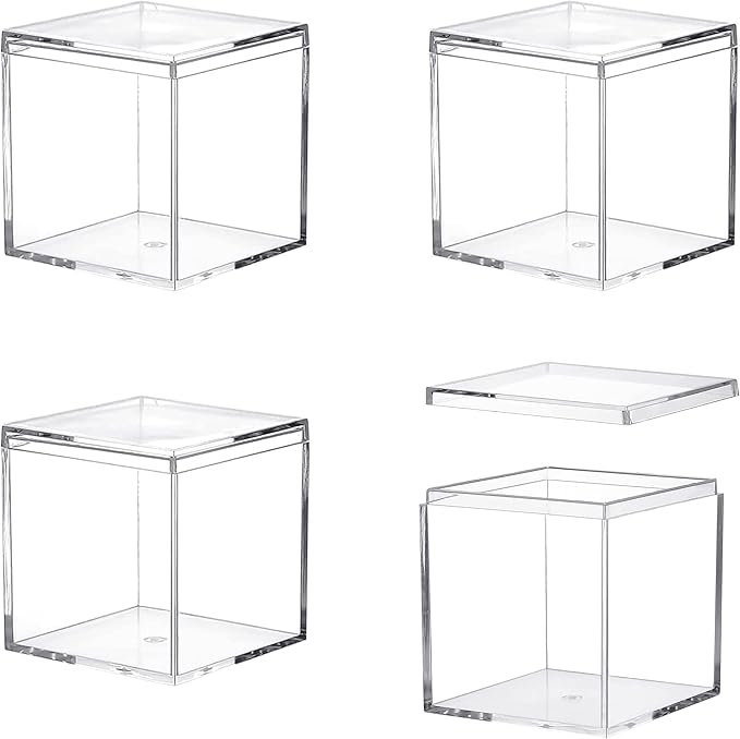 KissYou Acrylic Box Large Clear Display Boxes with Lid Transparent Square Cube Acrylic Storage Box for Wedding Graduatio Party Decorations