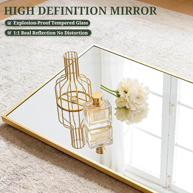 Mirror Full Length 64"x21" Full Body Floor Mirror with Stand, Shatterproof Glass, Aluminum Alloy Frame, Free Standing Wall Mounted or Leaning Rectangle Mirrors for Bedroom Living Room Entryway