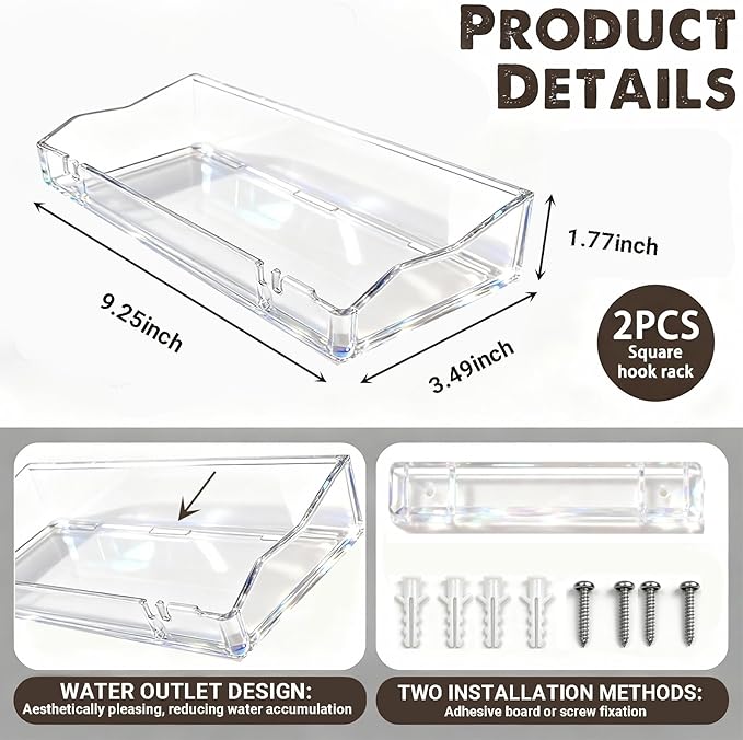 Clear Floating Stands, Acrylic Shelves for Wall Upsimples Floating Stands in Living Room, Bedroom, Kitchen Storage and Bathroom Wall Organizer (4)