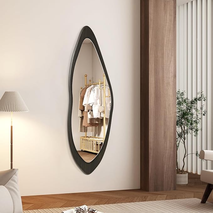 AAZZKANG Large Wall Mirror with Wood Framed 47"x16" Retro Irregular Mirrors Full Length Asymmetrical for Bathroom Bedroom Living Room Entryway