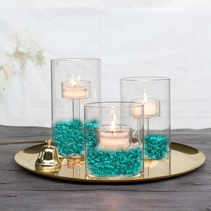 HappyFiller 4400 PCS Teal Tiny Acrylic Beads Gemstone Party Confetti Table Scatters Gems 7mm for Vase Filler,Floral Arrangement,Bridal Shower Decoration,Home Centerpieces,Candle Display