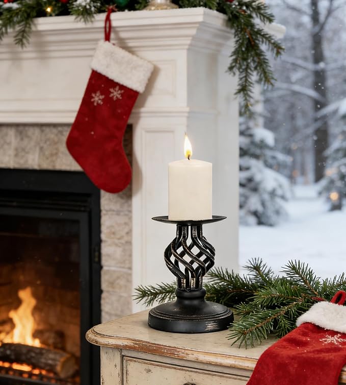 Candlestick Holders - Candle Holders Decorative LHQOO Metal Vintage Candle Holder with Non-Slip Base, Available for Home Decor, Wedding, Dinning, Party, Anniversary (Small Size)