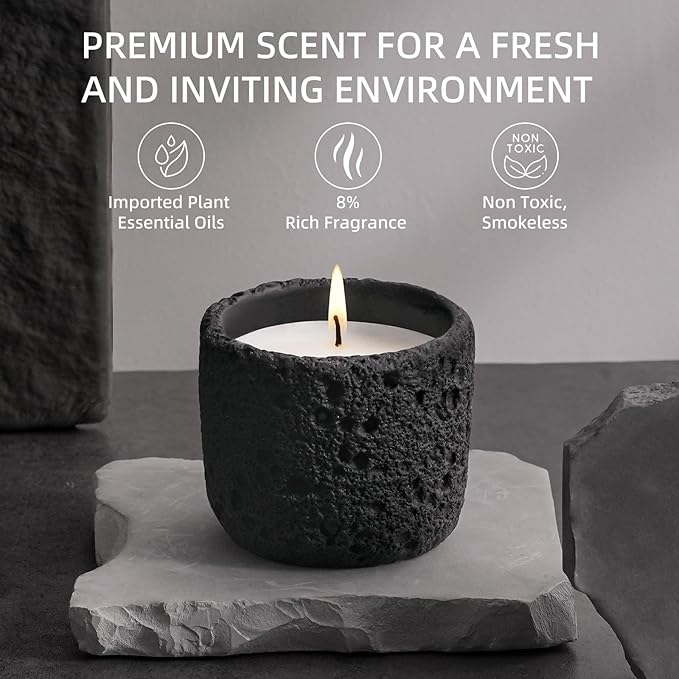 Viyffo 6oz Citronella Candle Outdoor, Small Citronella Candle Indoor, Candles for Home Scented, Non Toxic Soy, Black Ceramic Jar for Patio, Backyard Décor & Camping Gift (12+ Hours Burn)